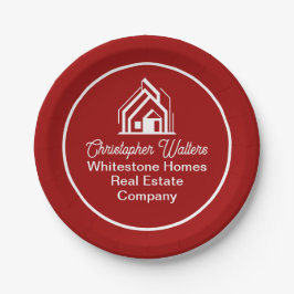 Red Real Estate Company Custom Realtor Party ペーパープレート