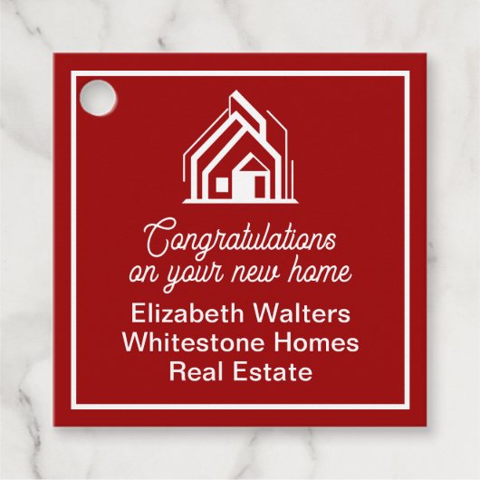 Red Real Estate Company Customized Realtor Party フェイバータグ (正面)