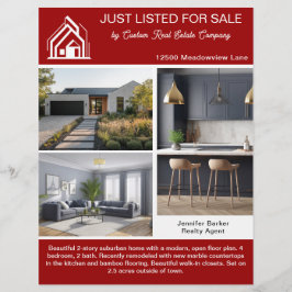 Red Real Estate Home Listing 2 Sided Modern チラシ