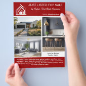 Red Real Estate Home Listing 2 Sided Modern チラシ (手)