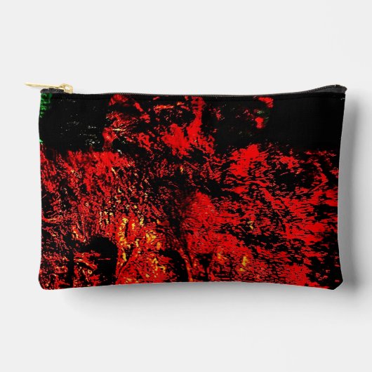 Red recycled Cut Sew Bag,Dark abstract texture アクセサリーポーチ (正面)