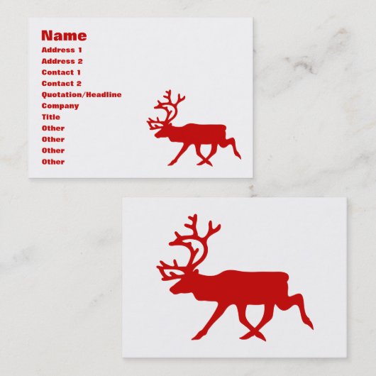 Red Reindeer / Caribou Silhouette 名刺 (正面/裏面)