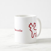 Red Reindeer Contour Personalized Name コーヒーマグカップ (正面右)