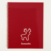 Red Reindeer Contour Personalized Name プランナー手帳 (正面)