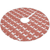 Red Reindeer Pattern Classic Christmas Tree Skirt ブラッシュドポリエステルツリースカート (アングル)