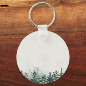 Red Reindeer Silver Snowflakes Green Christmas キーホルダー (裏面)