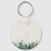 Red Reindeer Silver Snowflakes Green Christmas キーホルダー (裏面)