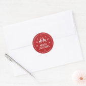 Red Reindeer Snowflake Christmas Return Address ラウンドシール (封筒)