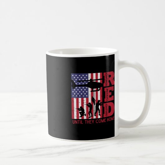 RED Remember Everyone Deployed Flagヘリコプターメモリ コーヒーマグカップ (右)