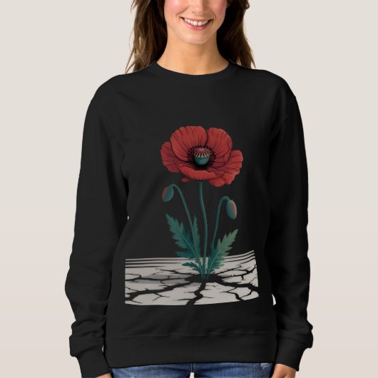 Red Remembrance Poppy Growing T-Shirt スウェットシャツ (正面)