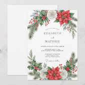 Red Resplendent Winter Wedding 招待状 (正面/裏面)