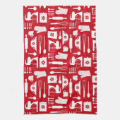 Red Retro Baking  キッチンタオル (縦)