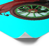RED RETRO CAR / AUTO RESTORATION - AUTOMOTIVE blue ポスター (角)