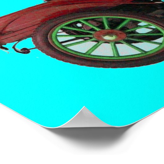 RED RETRO CAR / AUTO RESTORATION - AUTOMOTIVE blue ポスター (角)