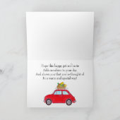 Red Retro Fiat 500 Get well カード (内部)
