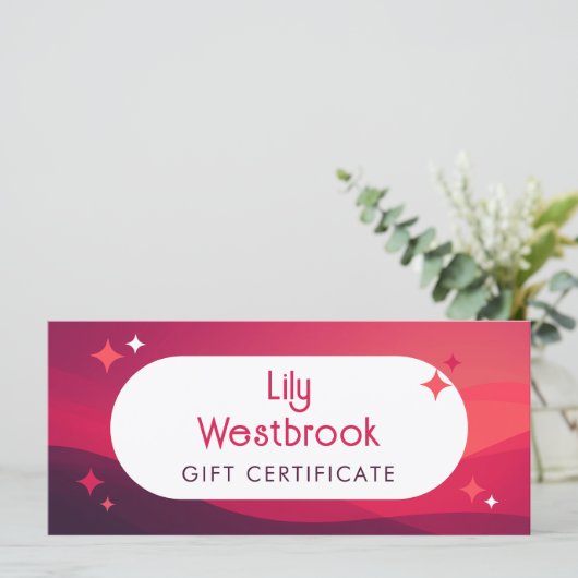 Red Retro Groovy Modern Gift Certificate (スタンド正面)