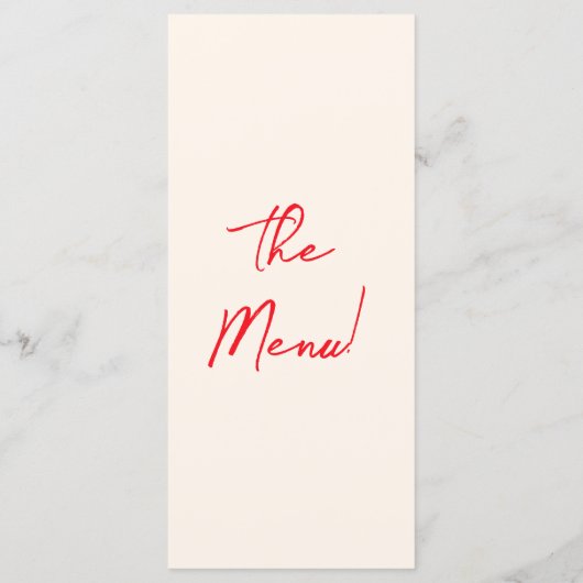 Red Retro Hand Written Drawn Quirky Unique Wedding メニュー (裏面)
