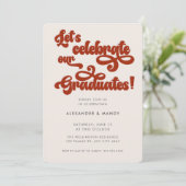 Red Retro Inspired Typography Double Graduation 招待状 (スタンド正面)