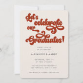 Red Retro Inspired Typography Double Graduation 招待状 (正面)