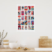 Red Retro matchbox labels wall art, Collage ポスター (キッチン)