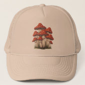 Red Retro Mushroom Cluster | Graphic Print Hiking キャップ (正面)