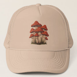Red Retro Mushroom Cluster | Graphic Print Hiking キャップ