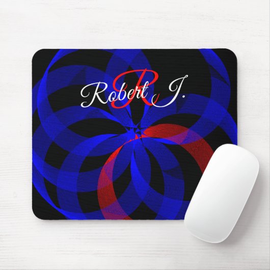 Red Revolving Accent Geometric Mouse Pad マウスパッド (マウス)