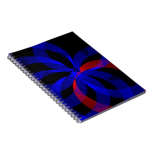 Red Revolving Accent Geometric Spiral Notebook ノートブック (右側)