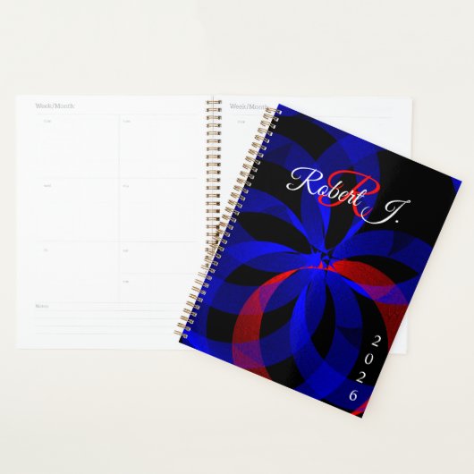 Red Revolving Accent Geometric Spiral Planner プランナー手帳 (ディスプレー)