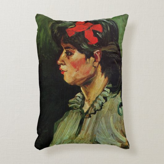 Red Ribbonポートレート付き女性by Vincent van ゴッホ アクセントクッション (正面(垂直))