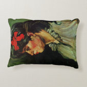 Red Ribbonポートレート付き女性by Vincent van ゴッホ アクセントクッション (裏面)