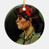 Red Ribbonポートレート付き女性by Vincent van ゴッホ セラミックオーナメント (裏面)
