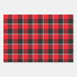 Red Ribbon and Heavy Metal Plaid ラッピングペーパーシート
