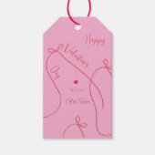 Red Ribbon Bows – Modern Happy Valentine’s Day  ギフトタグ (正面)