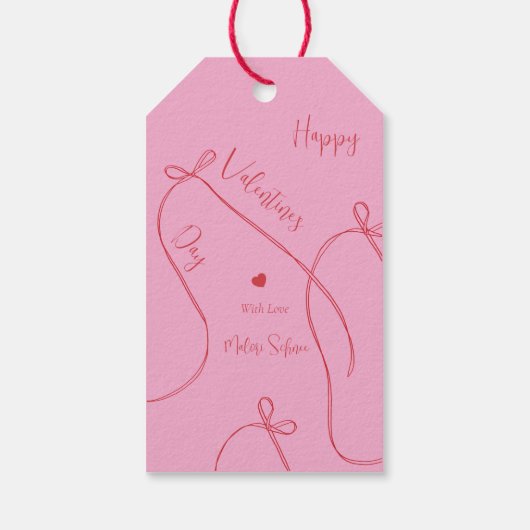 Red Ribbon Bows – Modern Happy Valentine’s Day  ギフトタグ (裏面)