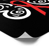 Red Ribbon Butterfly Blood Cancer Hiv Aids Awarene ポスター (角)