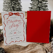 Red Ribbon Christmas Party Invitation 招待状