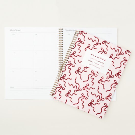 Red Ribbon Coquette Pink Planner プランナー手帳 (ディスプレー)