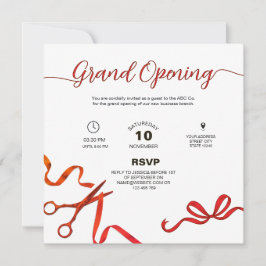 Red ribbon cuttiing Grand opening Invitation 招待状