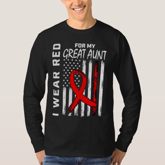 Red Ribbon Great Aunt Heart Disease Awareness Amer Tシャツ (正面)
