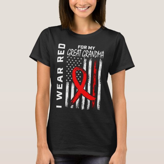 Red Ribbon Great Grandma Heart Disease Awareness U Tシャツ (正面)