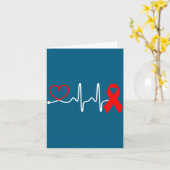 Red Ribbon Heartbeat Design For Heart Disease Awar カード (黄色い花)