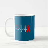 Red Ribbon Heartbeat Design For Heart Disease Awar コーヒーマグカップ (左)