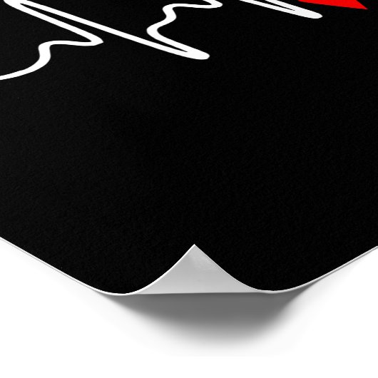 Red Ribbon Heartbeat Design For Heart Disease Awar ポスター (角)