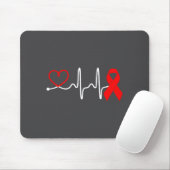 Red Ribbon Heartbeat Design For Heart Disease Awar マウスパッド (マウス)