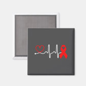 Red Ribbon Heartbeat Design For Heart Disease Awar マグネット (正面/裏面)