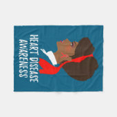 Red Ribbon Month _ National Heart Disease Awarenes フリースブランケット (正面(横))