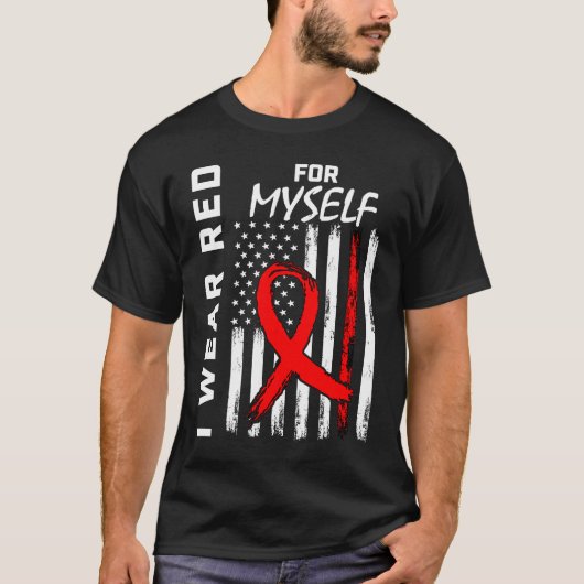Red Ribbon Myself Me Heart Disease Awareness Ameri Tシャツ (正面)