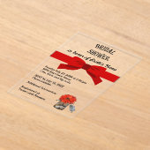 Red Ribbon Orange Flower in Jar Bridal Shower アクリル招待状 (レイダウン)