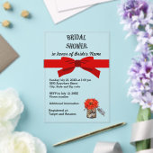 Red Ribbon Orange Flower in Jar Bridal Shower アクリル招待状 (インサイチュ (ウェディング))